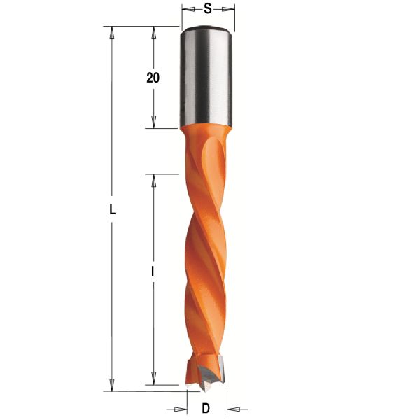 Фото 7x43x70 Z=2+2 S=10x20 RH Сверло присадочное глухое в интернет-магазине ToolHaus.ru